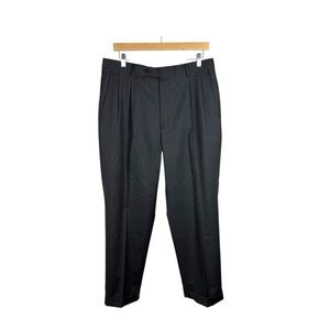 Woolmark Men’s Classic Pleated Wool Dress Pants in Grey Size 34